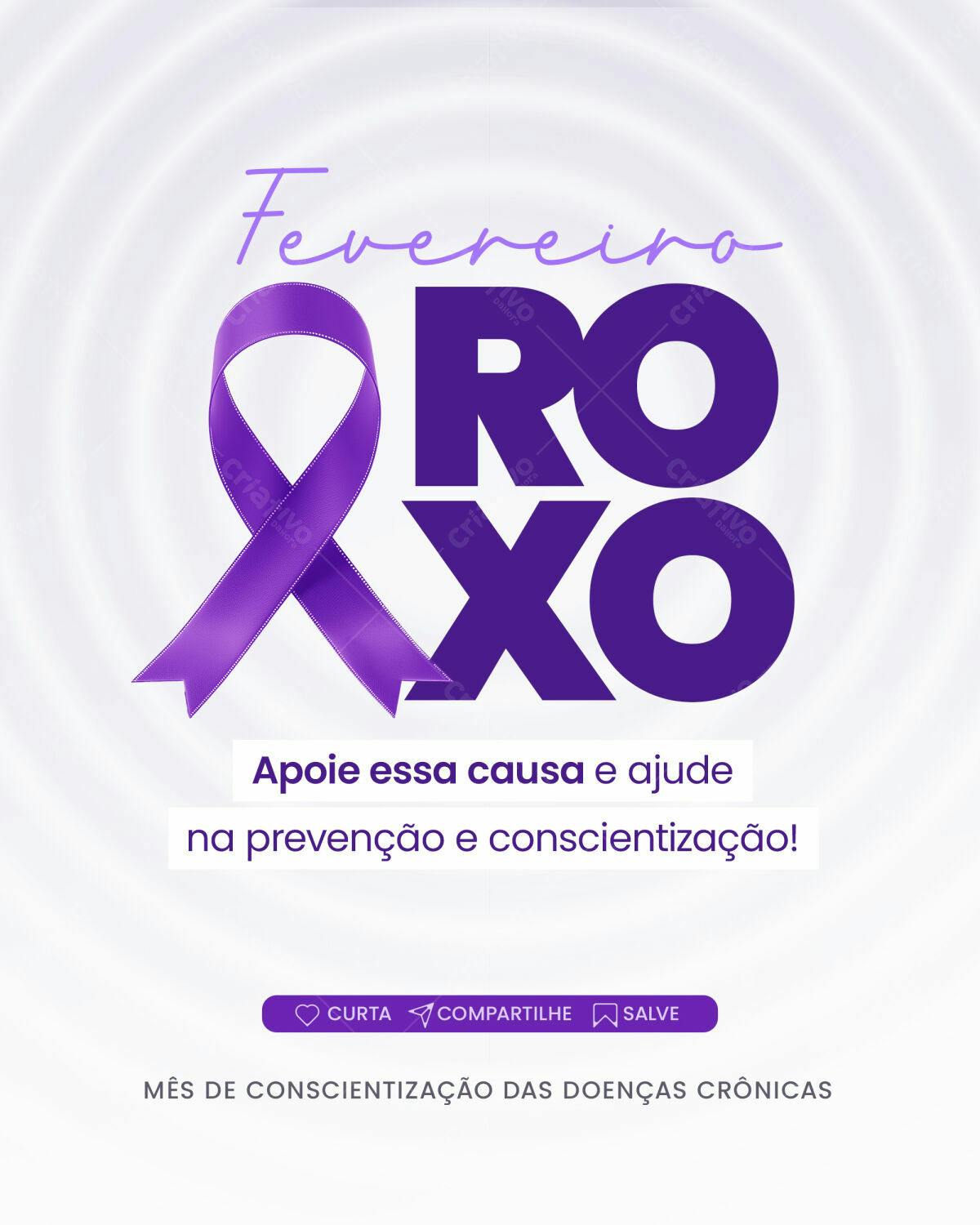 Post para Fevereiro Roxo PSD Editável