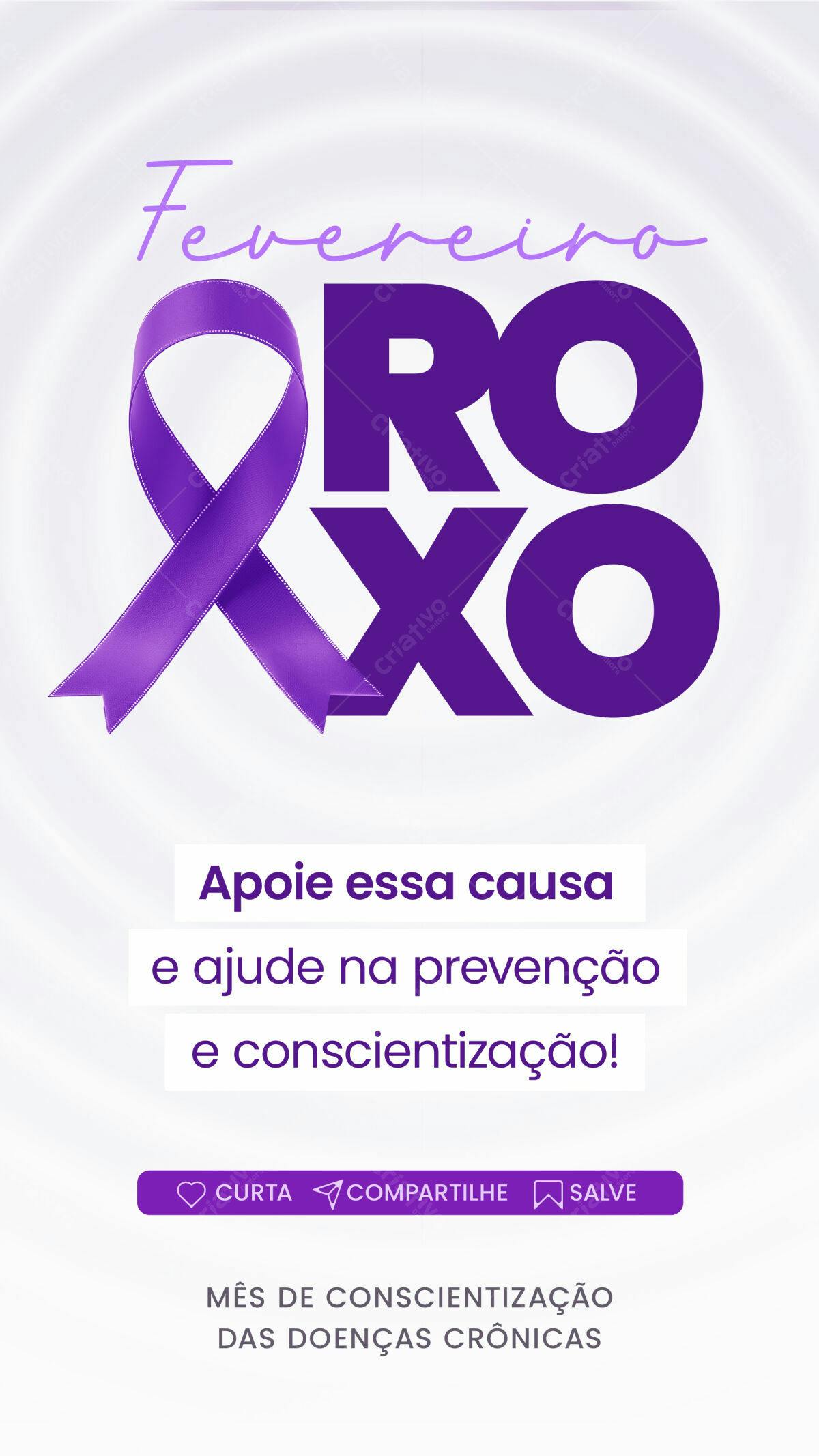 Flyer Fevereiro Roxo PSD Editável