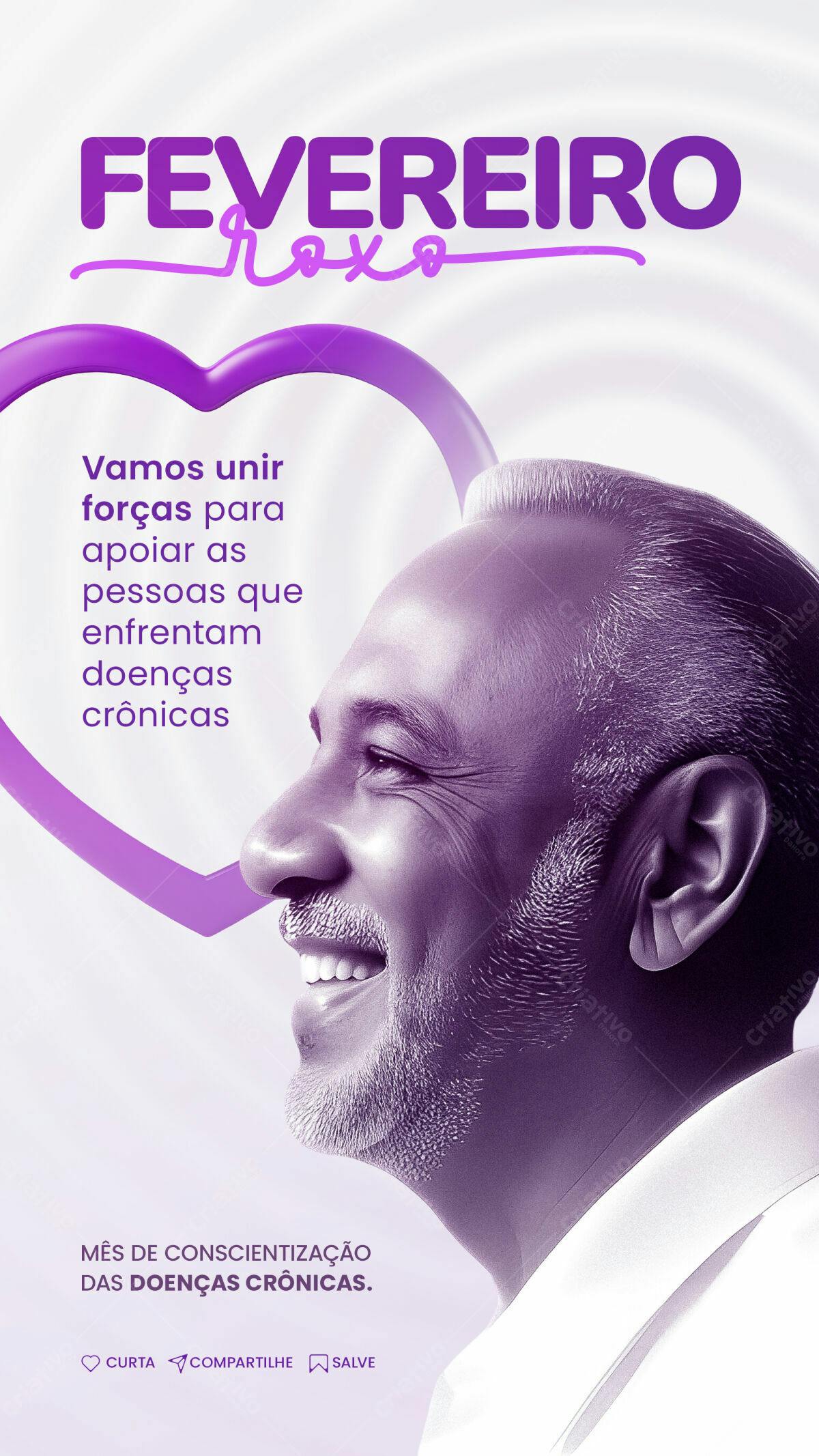 Flyer Fevereiro Roxo PSD Editável