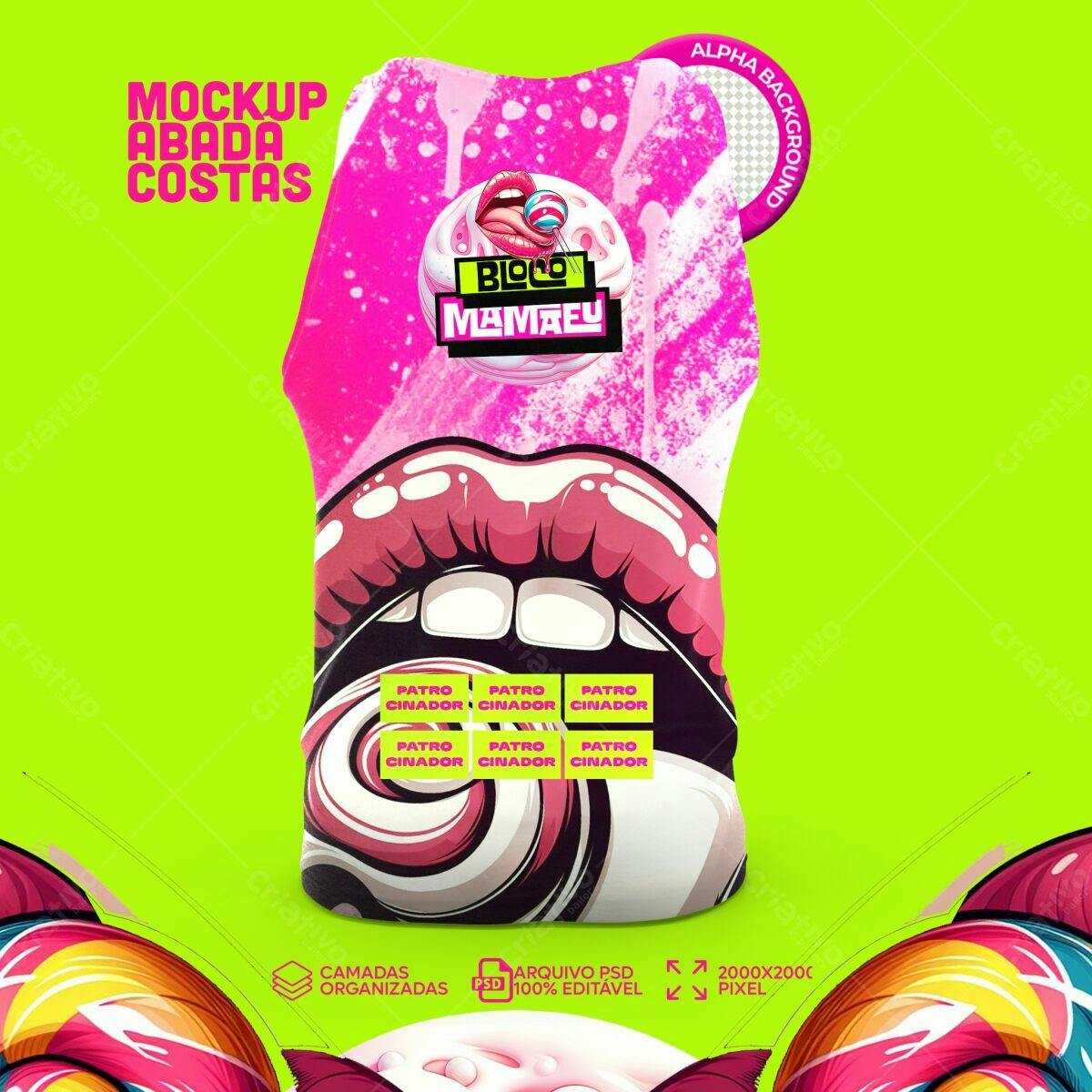 Mockup Abada com Design Vibrante Rosa e Verde