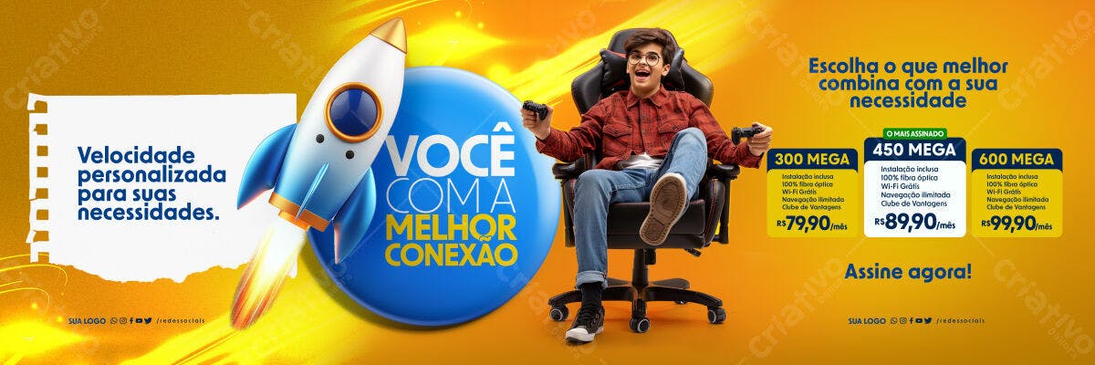 Banner Internet Banda Larga PSD Editável