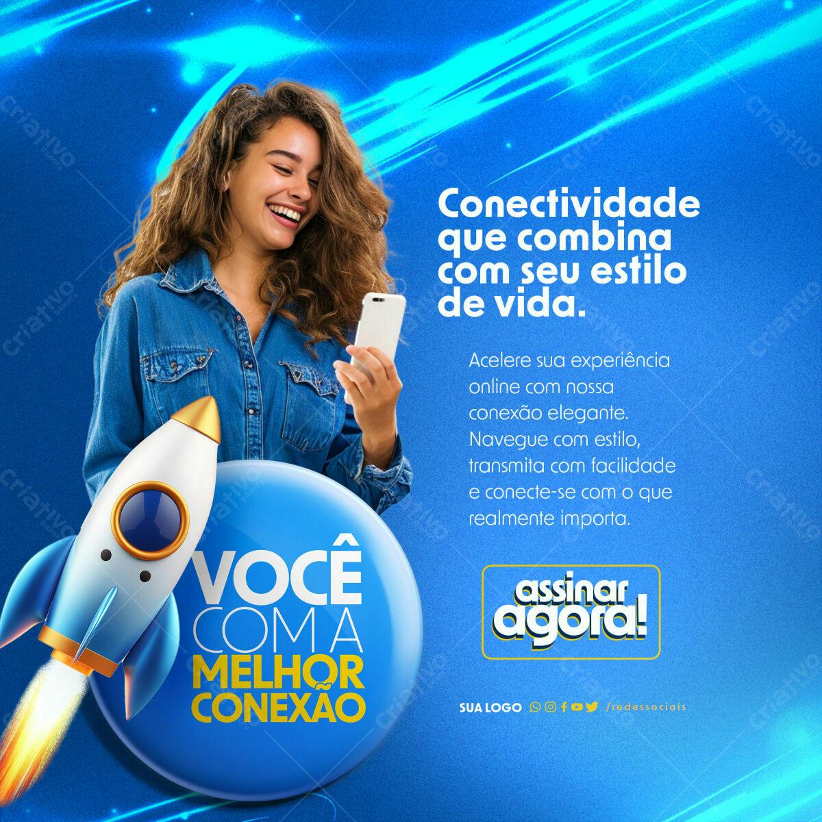 Postagem Redes Sociais Conexão Rápida PSD Editável