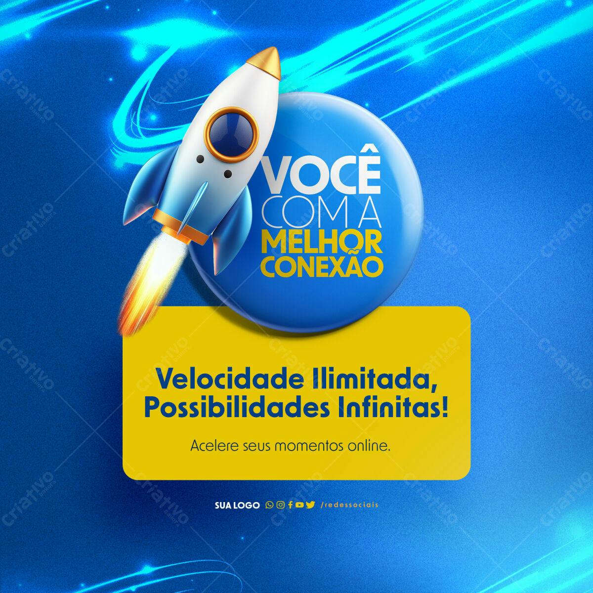 Postagem para Redes Sociais com Tema de Conexão de Alta Velocidade PSD Editável