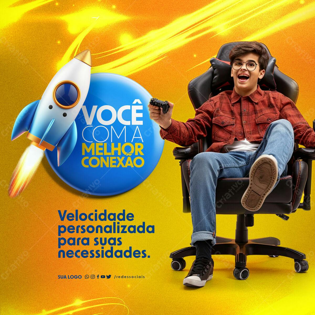 Flyer Publicidade Internet Banda Larga PSD Editável