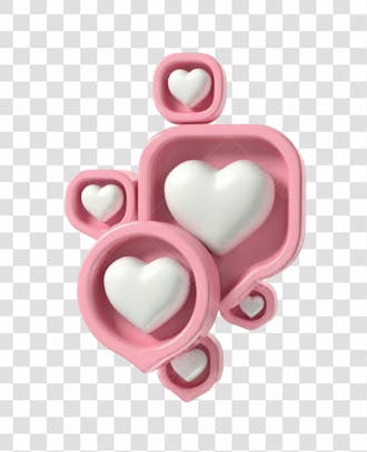 01 emoji de curtida 3d rosa com coração branco elemento png transparente sem fundo