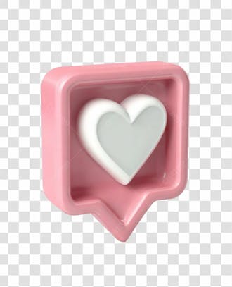 03 emoji de curtida 3d rosa com coração branco elemento png transparente sem fundo
