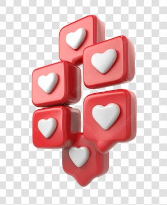 06 emoji de curtida 3d vermelho com coração branco elemento png transparente sem fundo