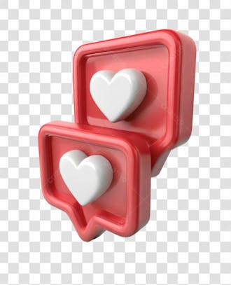 08 emoji de curtida 3d vermelho com coração branco elemento png transparente sem fundo