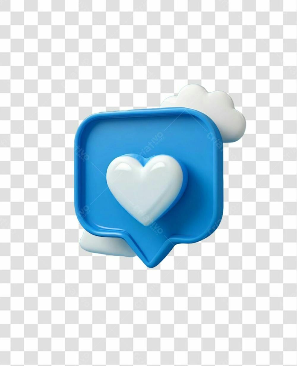 09 Emoji De Curtida 3D Azul Com Coração Branco Elemento Png Transparente Sem Fundo