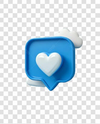 09 emoji de curtida 3d azul com coração branco elemento png transparente sem fundo