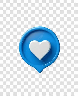 10 emoji de curtida 3d azul com coração branco elemento png transparente sem fundo