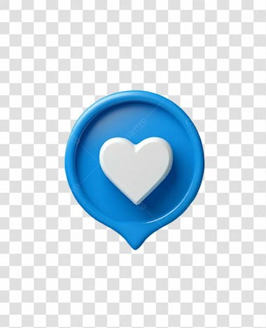 10 emoji de curtida 3d azul com coração branco elemento png transparente sem fundo