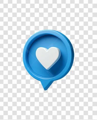 11 emoji de curtida 3d azul com coração branco elemento png transparente sem fundo