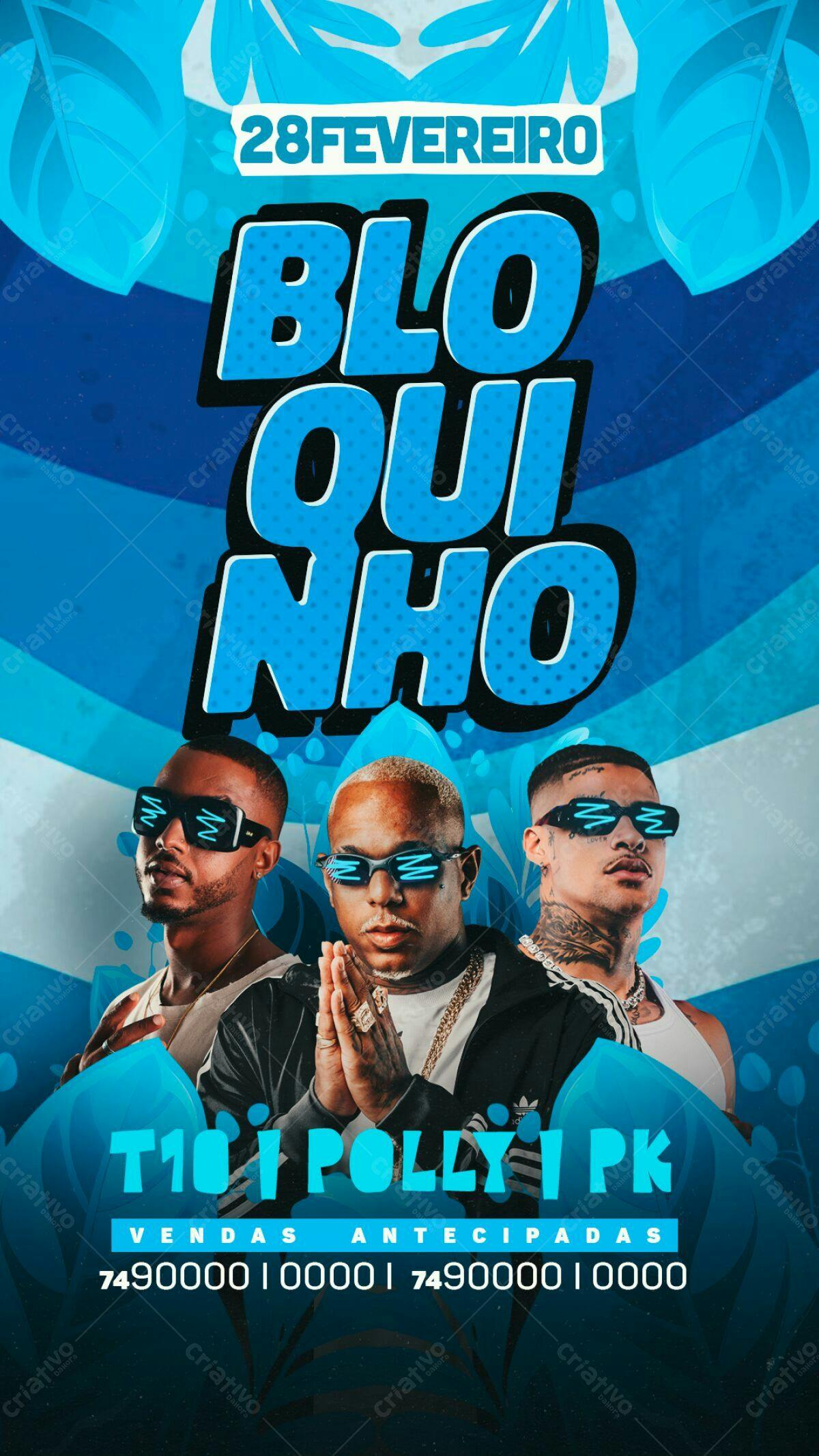 Flyer Bloquinho T10, Polly e PK PSD Editável