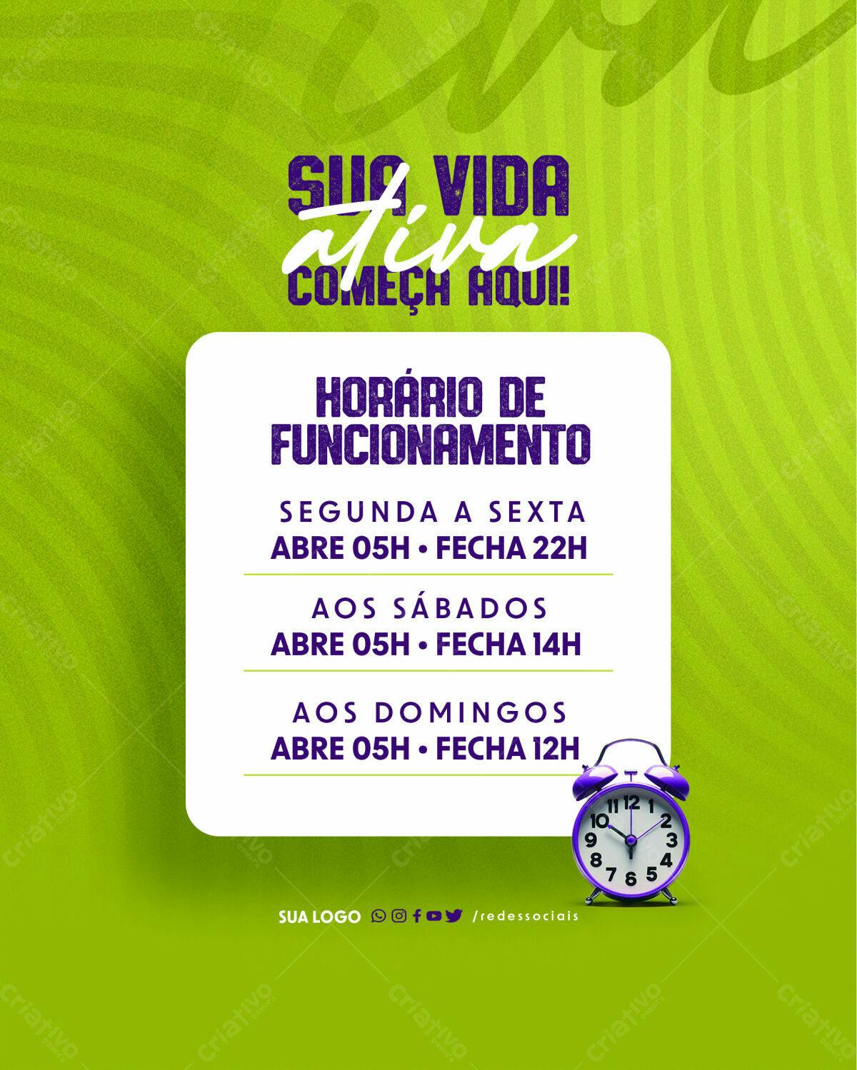 Flyer Horário de Funcionamento PSD Editável