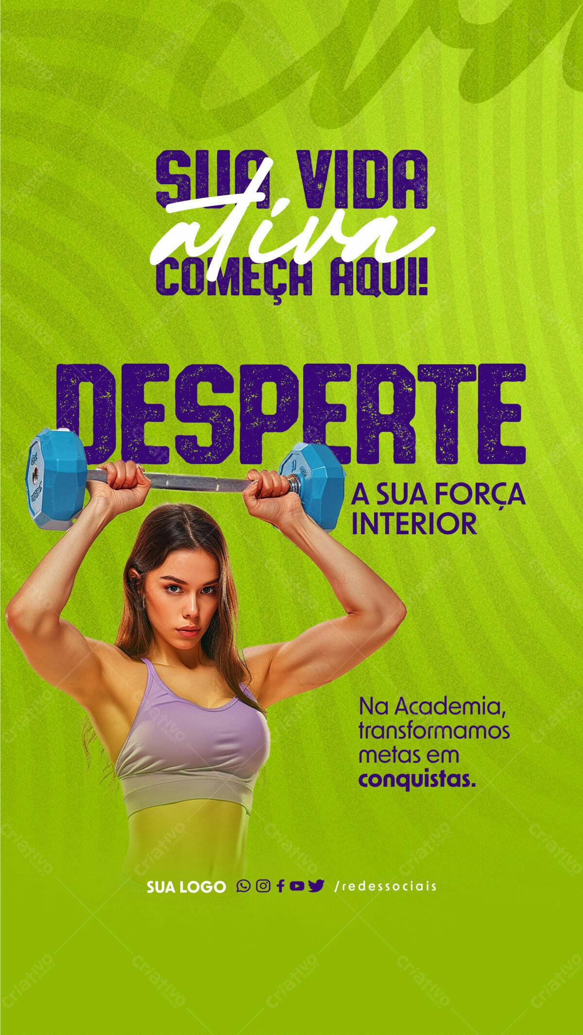Poster Fitness Motivacional PSD Editável