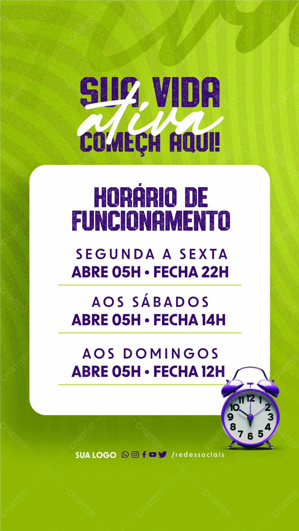 Flyer Horário de Funcionamento PSD Editável