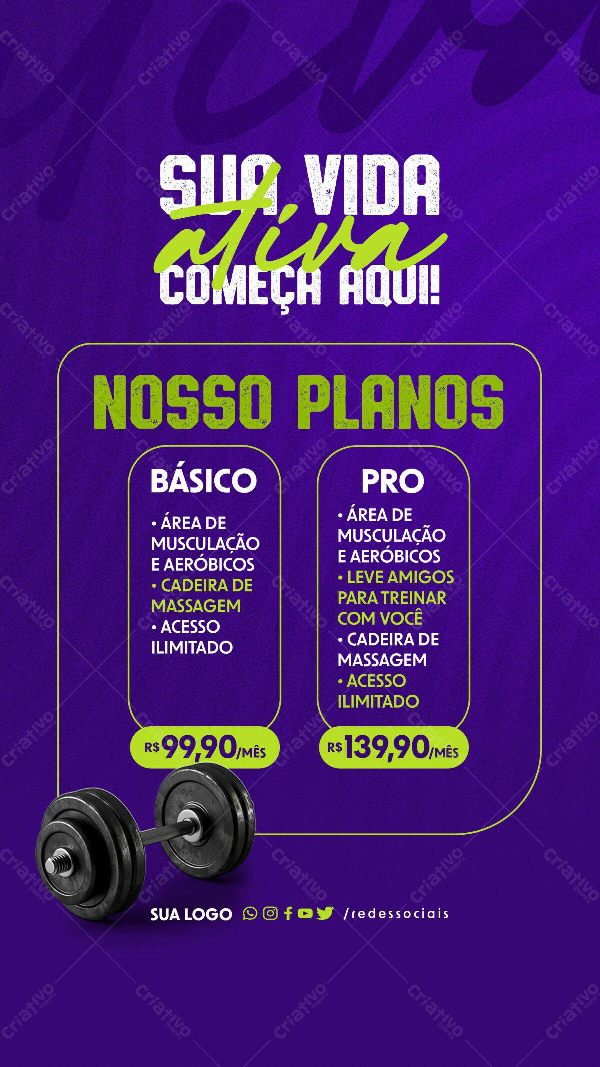 Flyer Academia Planos de Treinamento PSD Editável