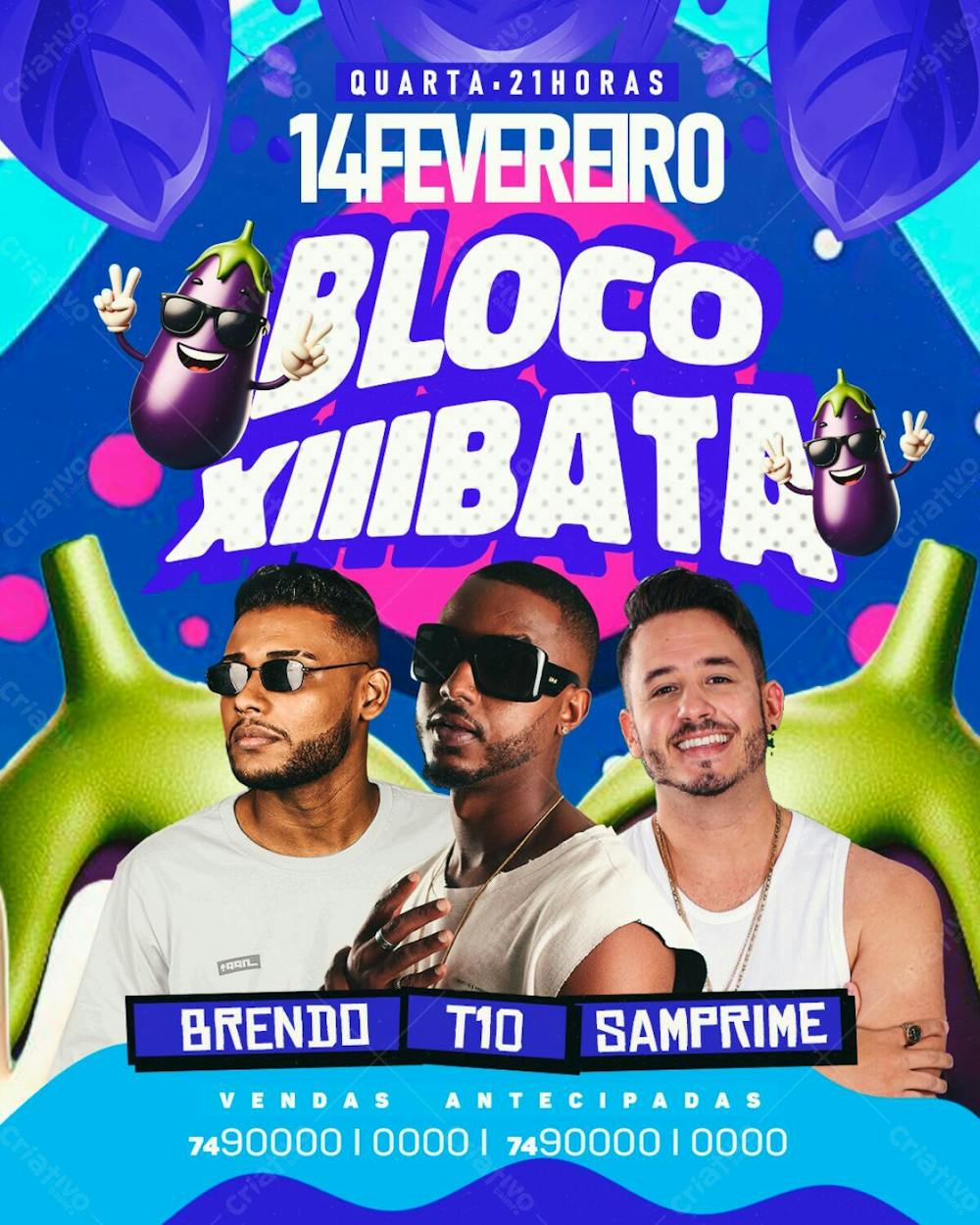 205   Flyer Evento Carnaval Bloco Xiiibata  Feed Psd Editável