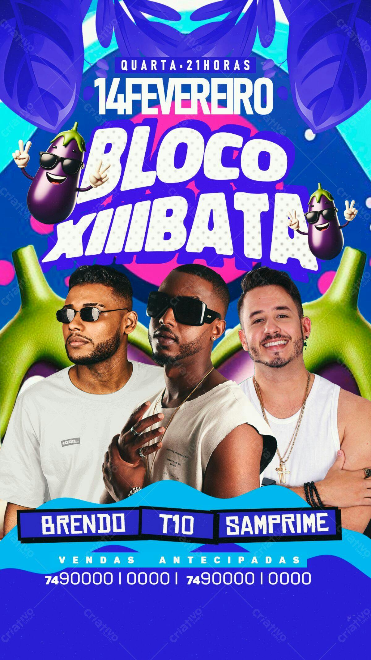 Flyer Bloco Xiibata PSD Editável