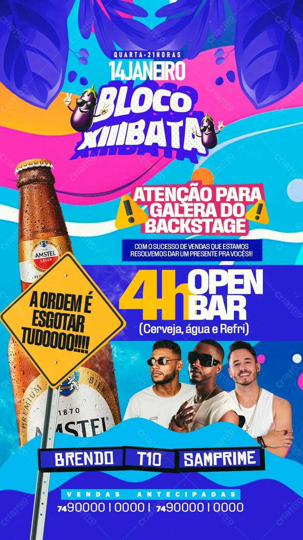 205   Flyer Evento Carnaval Bloco Xiiibata Open Bar Backstage Stories Psd Editável