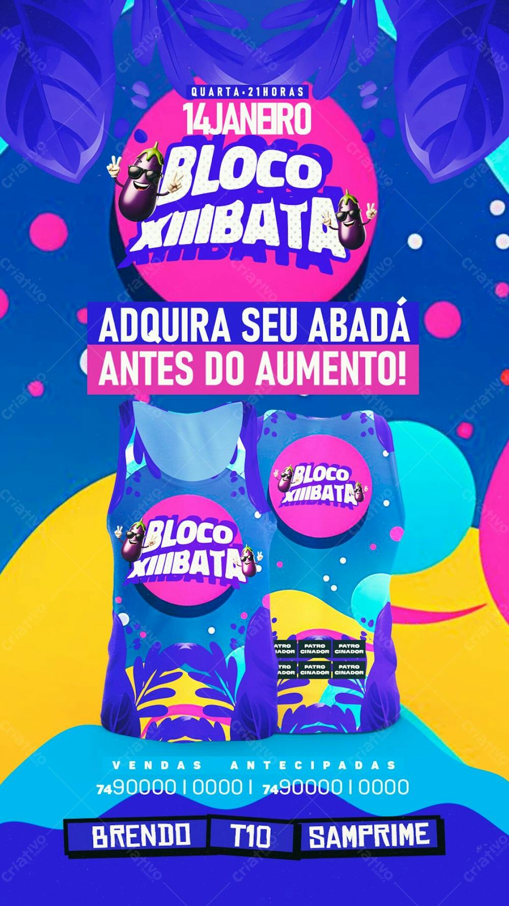 205   Flyer Evento Carnaval Bloco Xiiibata Adquira Seu Abadá Stories Psd Editável