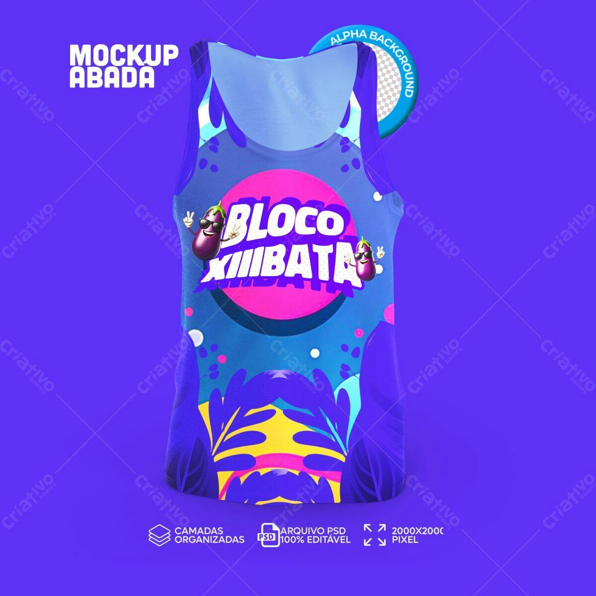 Mockup de Abada Vibrante com Design de Berinjela