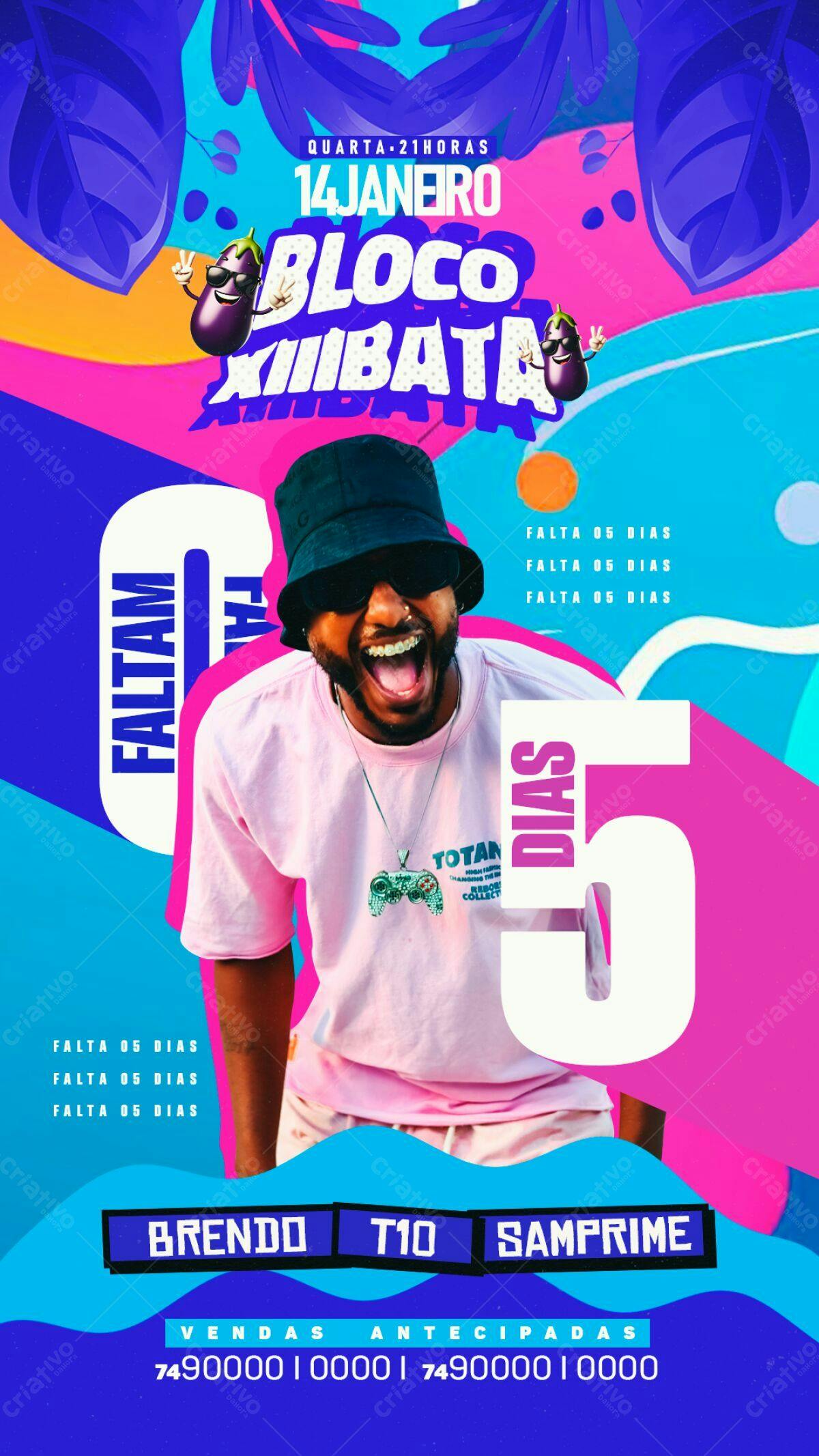 Flyer Bloco Xiibata PSD Editável