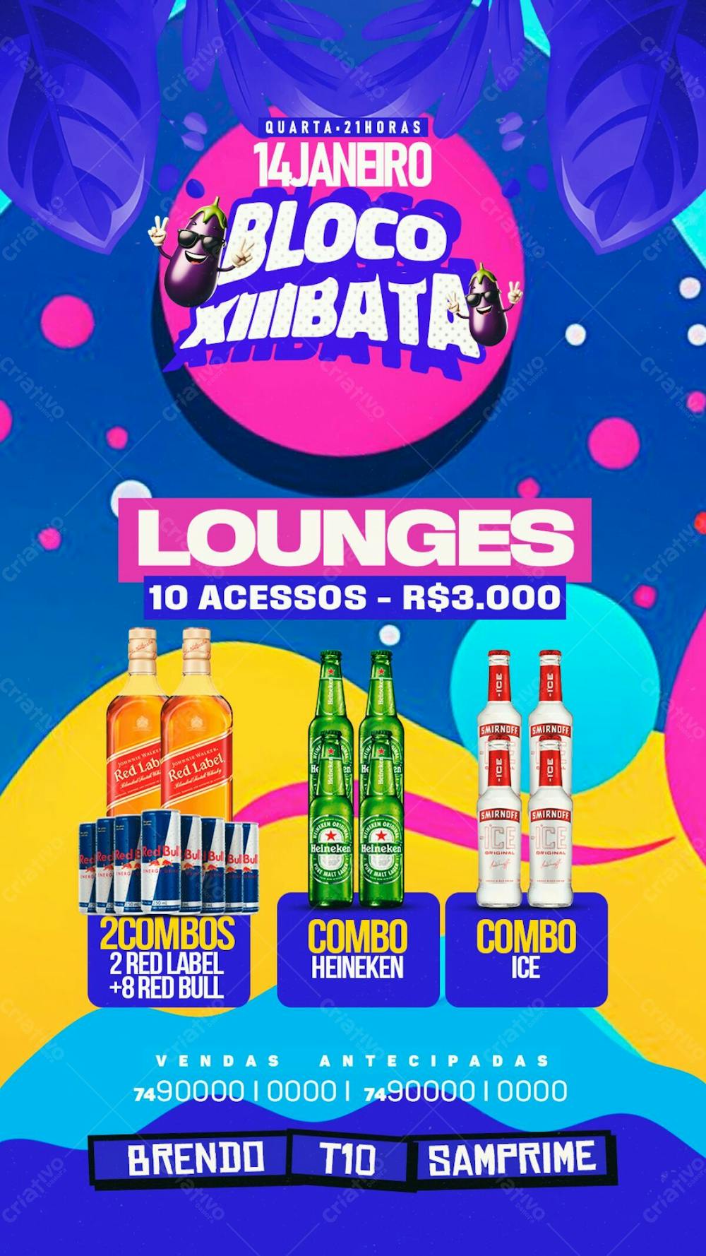 205   Flyer Evento Carnaval Bloco Xiiibata Lounges Stories Psd Editável