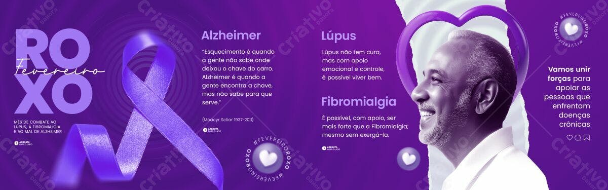Banner Fevereiro Roxo PSD Editável