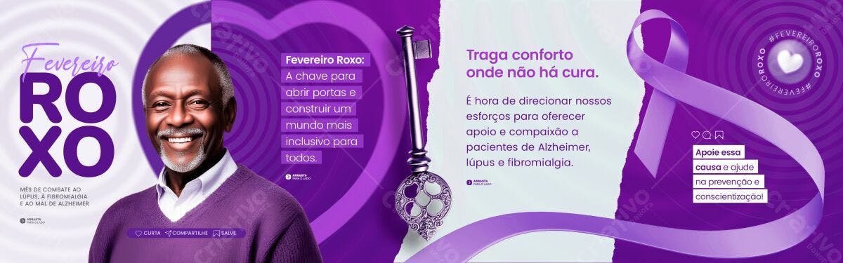 Post para Fevereiro Roxo PSD Editável