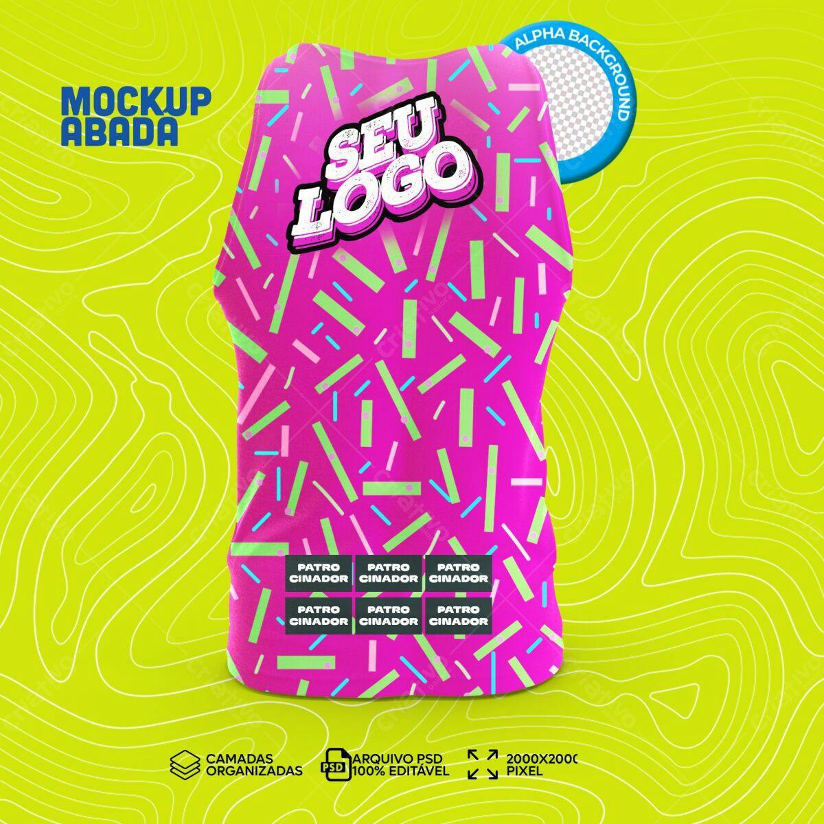 Mockup de Abada Rosa com Padronagem Abstrata