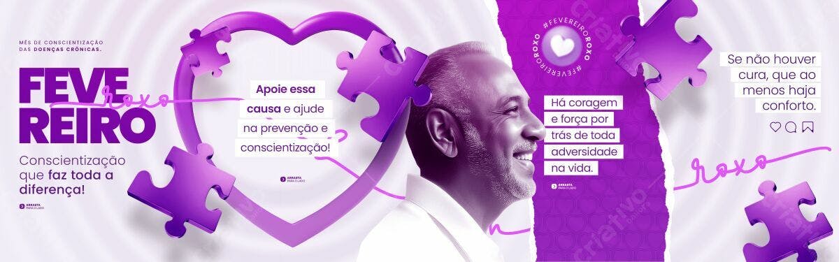Banner Fevereiro Roxo Conscientização PSD Editável