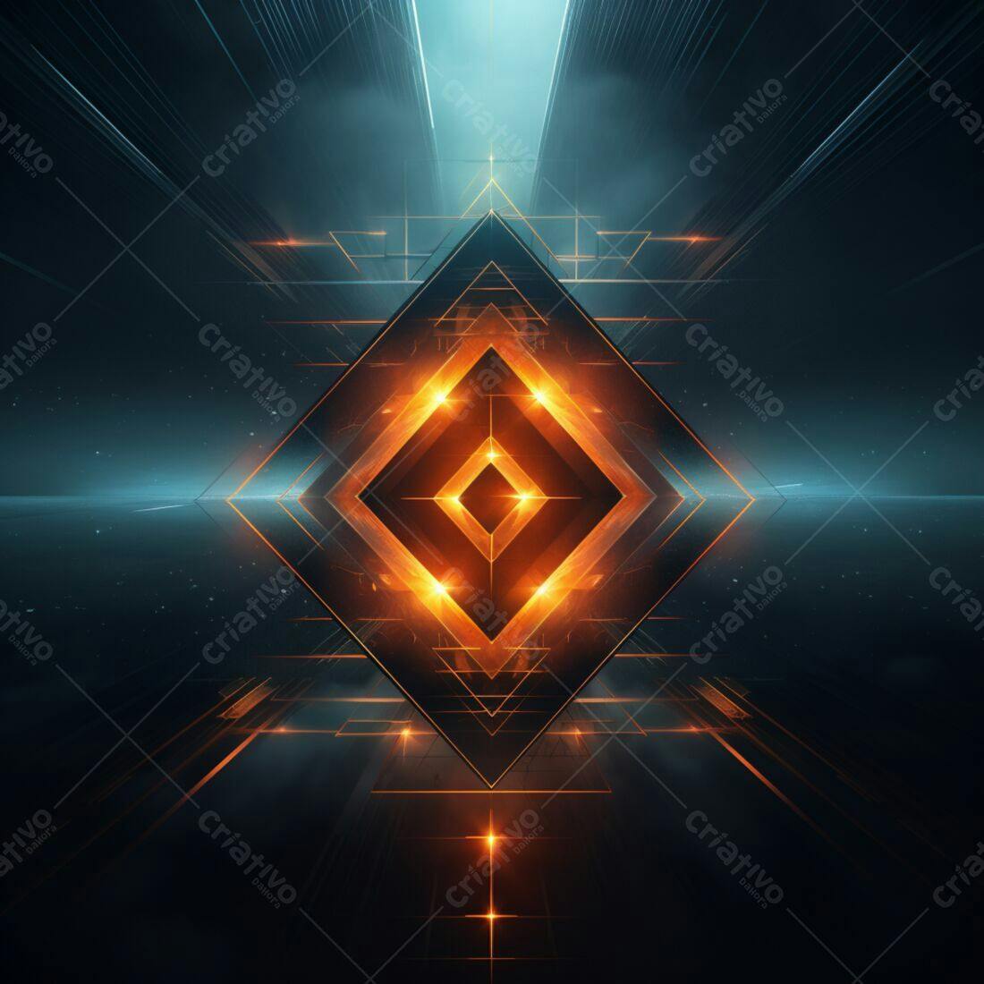 Arte Abstrata Laranja e Azul Escuro