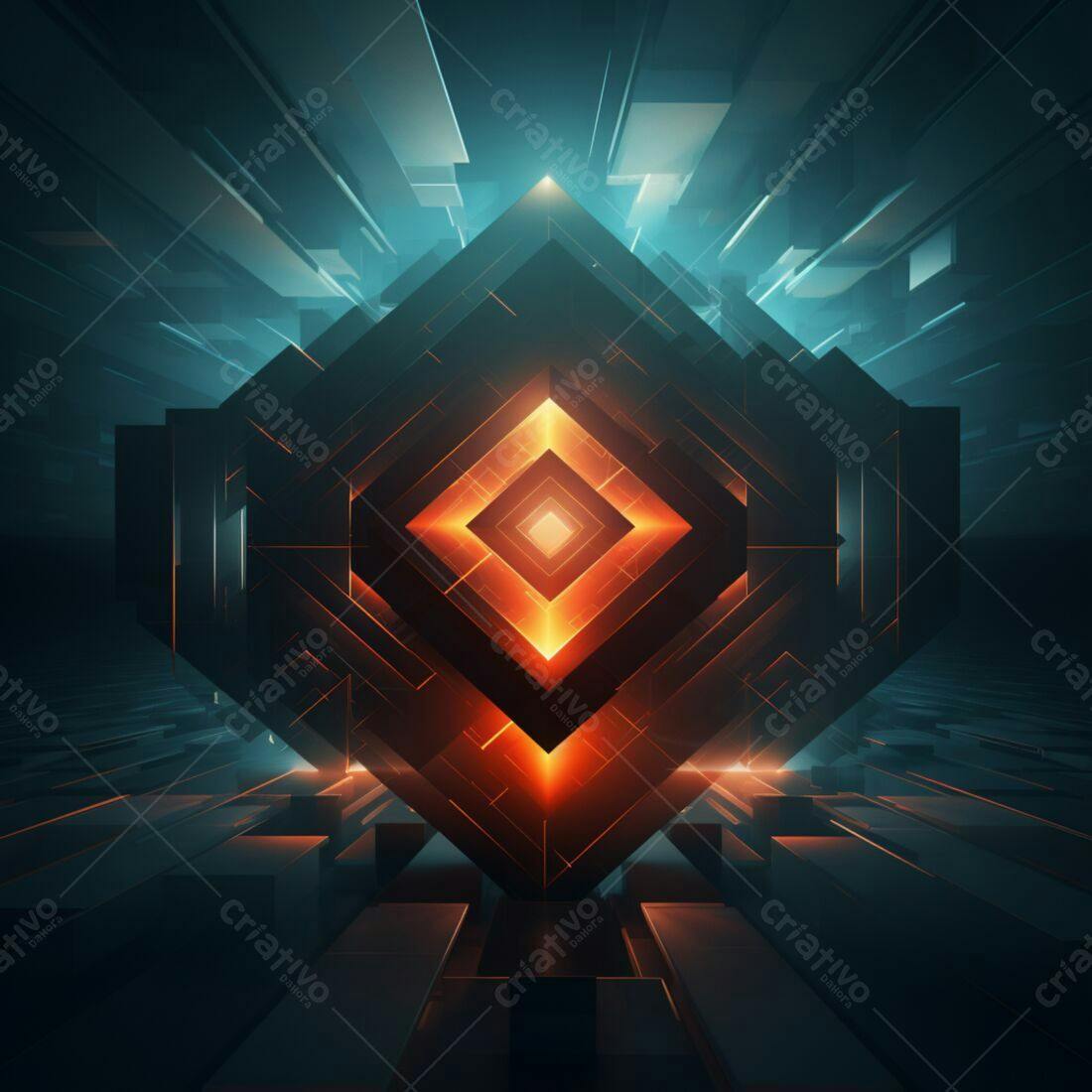 Cubo de Luz Neon Abstrato