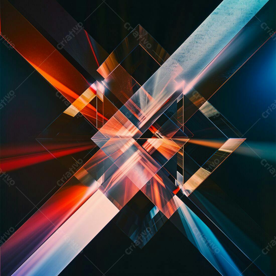 Arte Abstrata com Linhas Geométricas e Cores Quentes