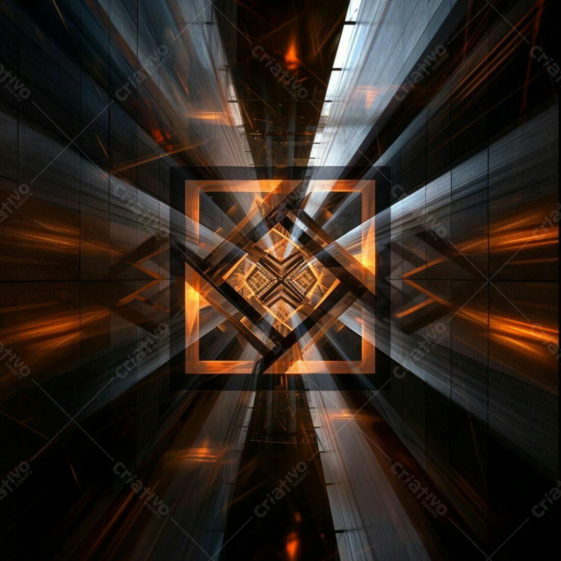Arte Abstrata Quadrada Laranja e Cinza