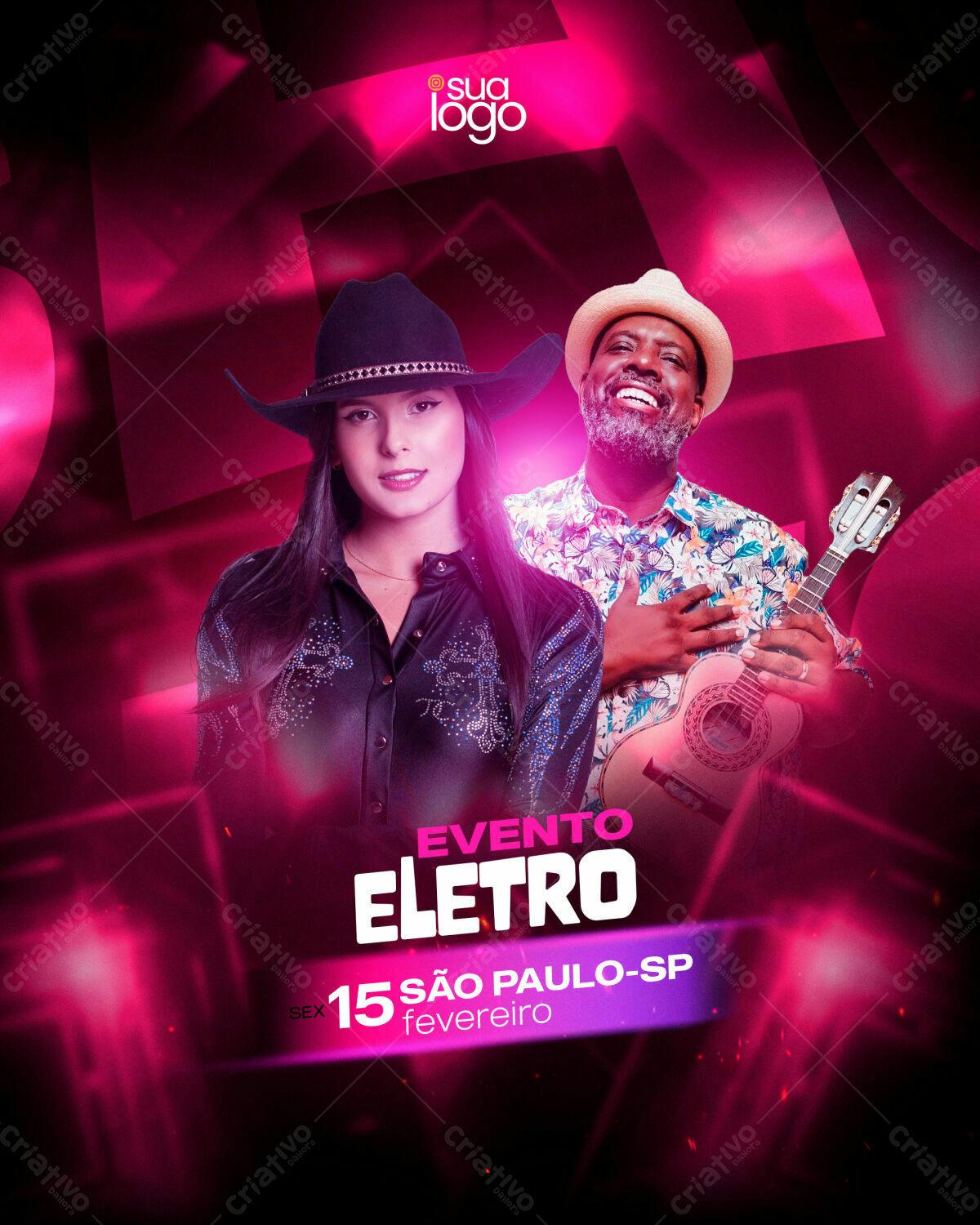 Flyer para Evento Eletrônico em São Paulo PSD Editável
