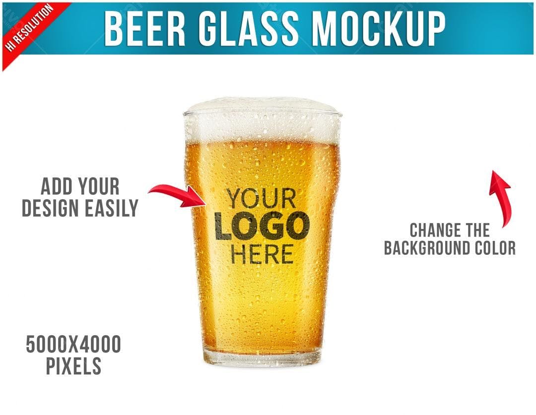 Mockup Realista de Copo de Cerveja com Gotas