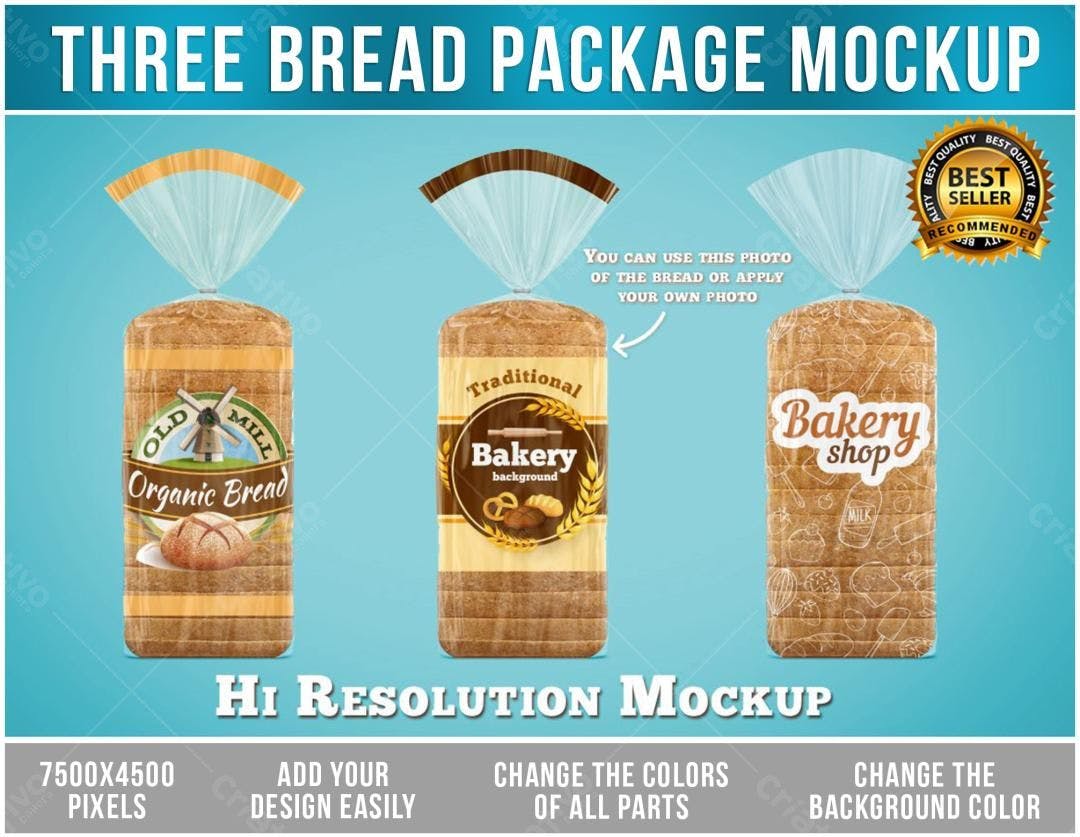 Mockup Realista de Embalagem para Pão Artesanal
