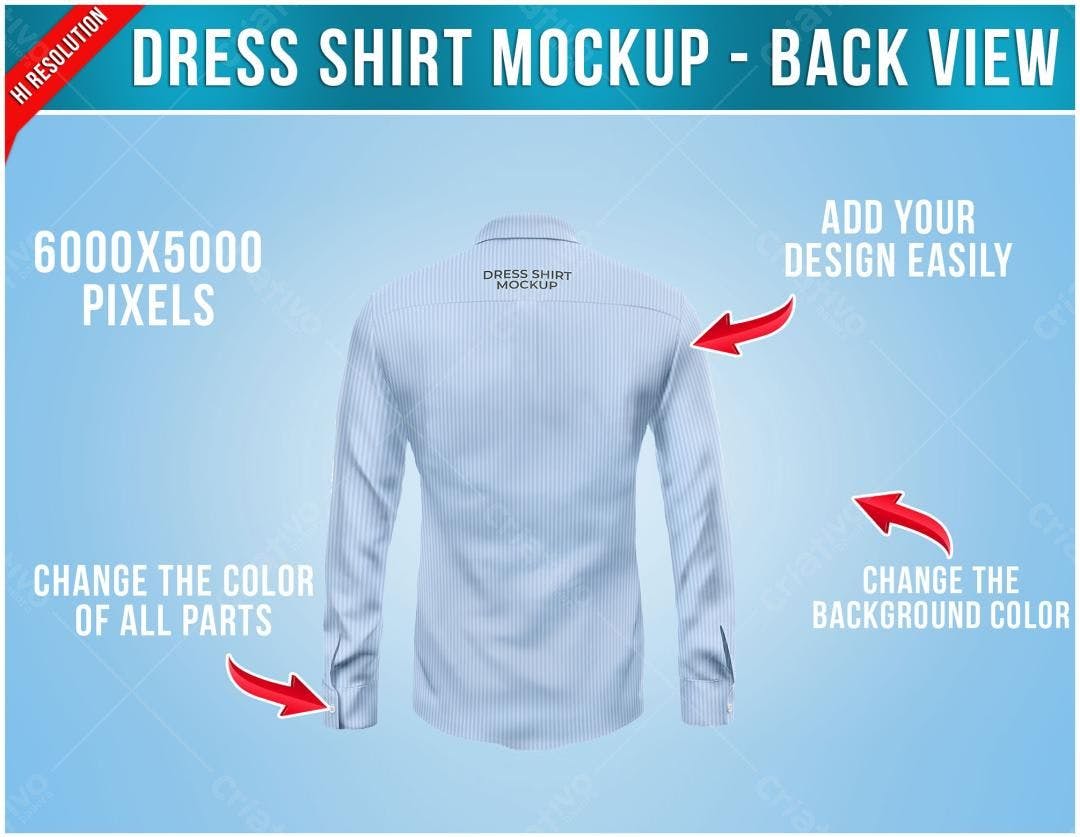 Mockup Camisa Social Azul Clara - Vista Traseira