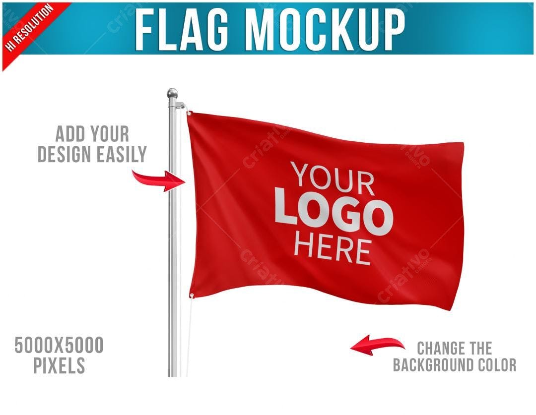 Mockup de Bandeira Vermelha Realista para Branding