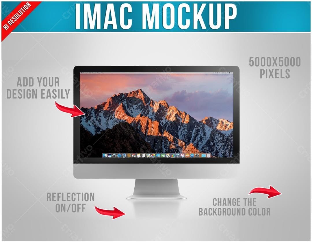 Mockup iMac Realista: Montanhas ao Pôr do Sol