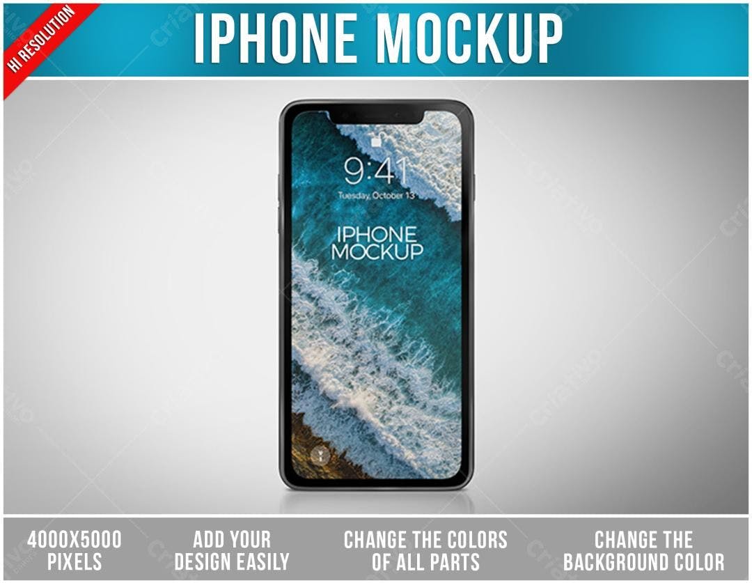 Mockup de iPhone Realista em Cenário Minimalista