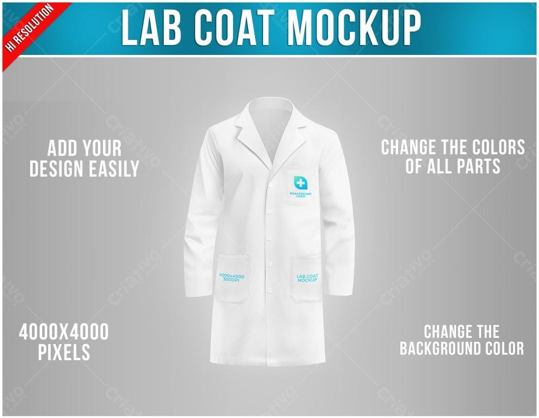 Mockup de Jaleco Médico Realista em Branco