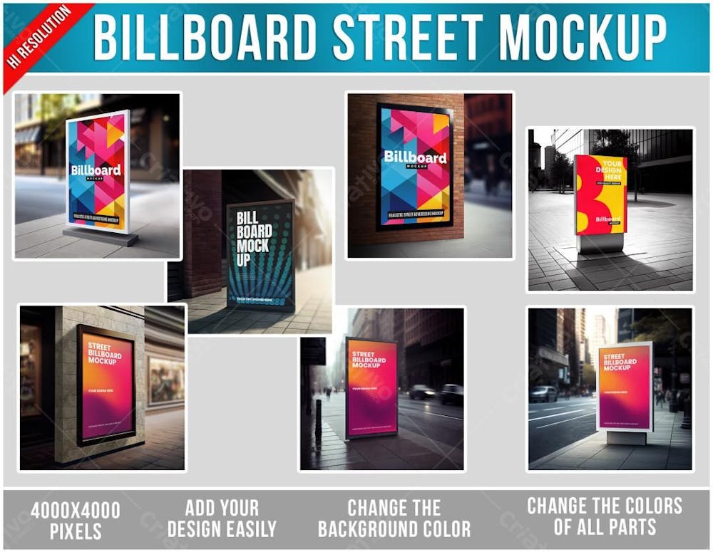 Anúncio outdoor Publicitário Na Rua Mockup - 7 Arquivos Psd