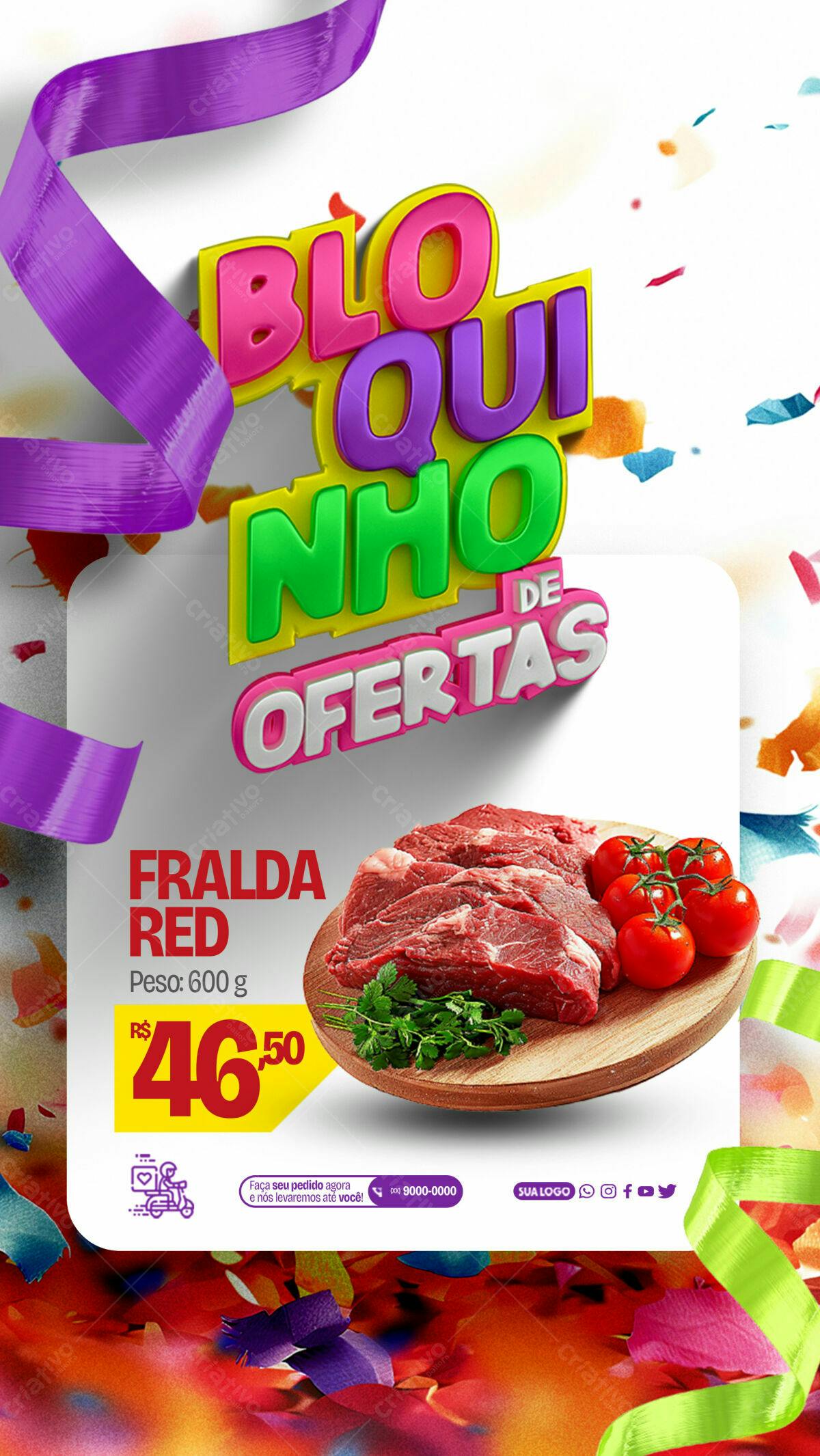 Flyer de Ofertas de Churrasco PSD Editável