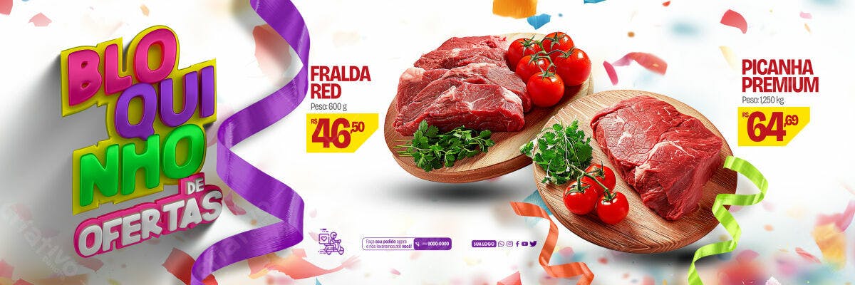 Banner Ofertas de Carne PSD Editável