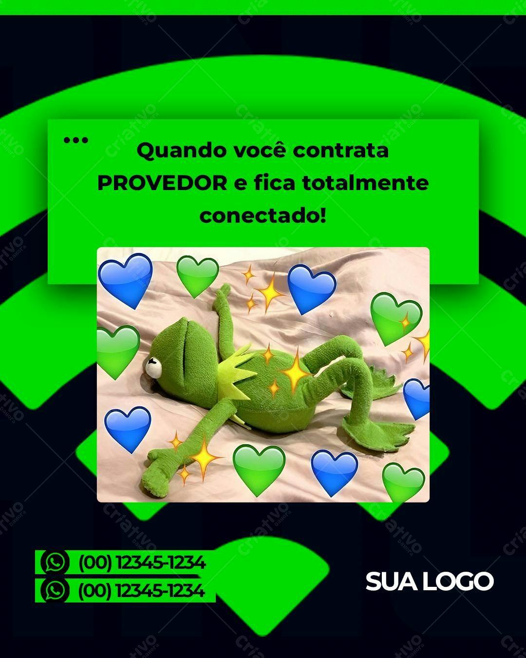 Post para Redes Sociais com Sapo Kermit PSD Editável
