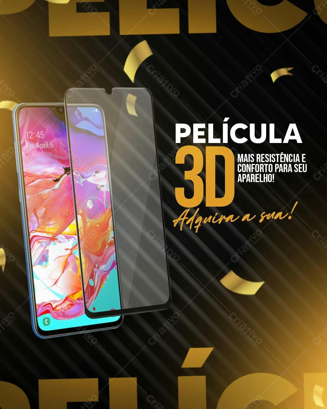 Flyer para Promoção de Película 3D de Celular PSD Editável